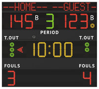 Sportanzeige mit programmierbaren Mannschaftsnamen, Elektronische Anzeigetafel - FIBA zugelassen